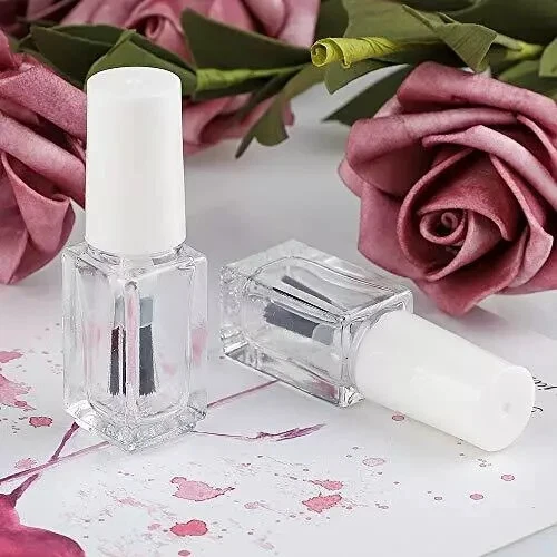 Paquete de 20 botellas de vidrio de esmalte de uñas vacías de 5 ml con tapa de cepillo para arte en uñas Foto 3 de 4