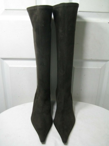 CAPARRINI FIRENZE Chocolate Suede Sock and Stretch Knee High Boot Size 41 / 10.5 - Picture 4 of 12