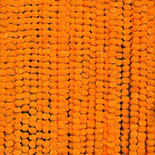 Orange Marigold Garland, 5 Feet Long Artificial Marigold Flowers 6Pcs 