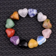 50pcs Mixed Natural Stone Gemstone Heart Loose Beads 12mm DIY Jewelry Making