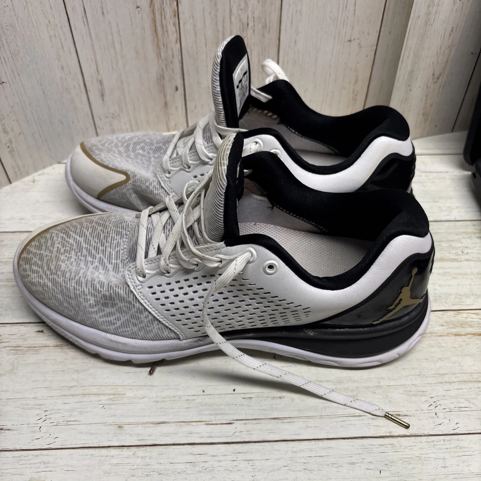 Nike Air Jordan Flight Flex Mens Sneakers Size 10 White Gold Black - Image 3 of 4