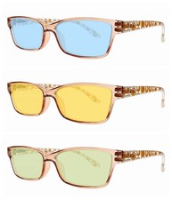 Retro Orange Tinted Lens Spring Hinges Blue Sun Reader Reading Glass 1.0 6