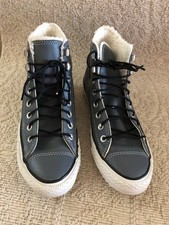 Converse Chuck Taylor Gray Leather Fur Lined High Top 144732C Men 7 Women 9