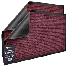  Front Door Mat Large Welcome Floor Mats - Entryway Indoor Outdoor 36Wx24L Red