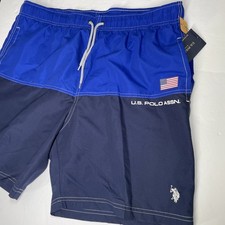 U.S. Polo Assn. Men's Swim Short Size XL Blue And Navy With White Logo UPF 50