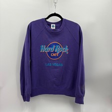 Vintage Hard Rock Cafe Las Vegas Purple Sweatshirt Mens Large Raglan Graphic