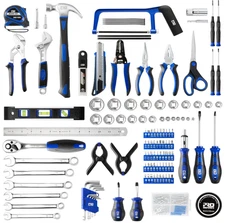 Juego de herramientas 259 piezas con maletín portátil para hogar y coche azul