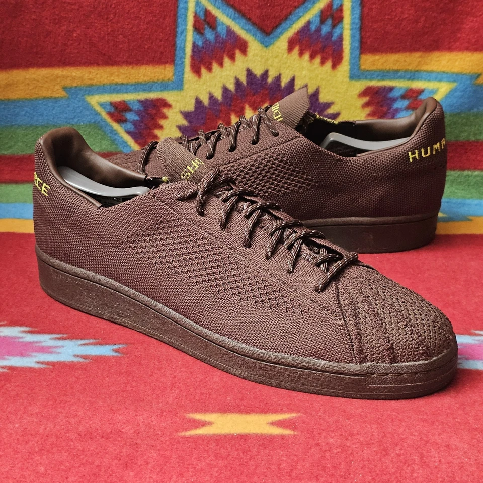 Adidas Pharrell W. Superstar Prime Knit Sneakers Mens Size 13 Lace Up Shoes BRN - Image 4 of 4