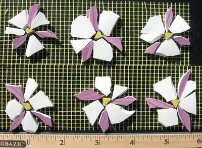 6 Purple  Daisy  Mosaic Tile Set-Broken Cut China Plate Tiles For DIY Projects