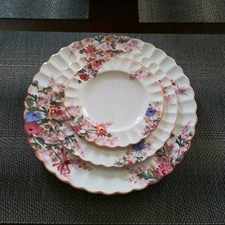Vintage Copeland Spode Chelsea Garden Plate 3 Piece Florals Ruffle Edge