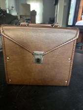 Vintage Brown Faux Leather 33 RPM 12" Carrying Case Storage For LP Records