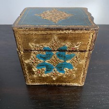 Vintage Italian Florentine Gold Gilt Wood Hand-Painted Playing Cards Box