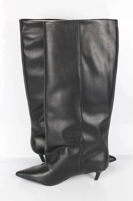 Steve Madden Women's Luca Boots Pull On Heels Black Leather SF2973