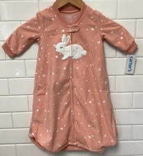 Baby Infant Girls Carter's Pink Bunny One Piece Fleece Sleep Suit Sack Bag 3-6 M