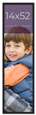 14x52 Frame Black Real Wood Picture Frame Width 0.75 inches | Interior Frame Dep