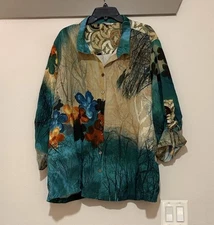 John Mark Floral Wire Collar Blouse SZ 3X EUC 