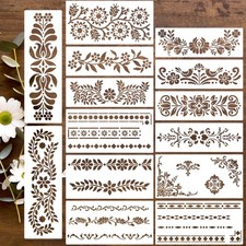 Talavera Stencils for Crafts Reusable Floral 11.8x6 inches, 11.8x4 inches