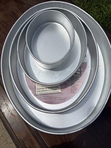 Wilton Performance Oval Cake Pan Set Of 4 Aluminum Baking Pans Wedding Used 🎉