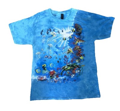 2008 Liquid Blue Ocean Reef Tie-Dye T-Shirt Early Vintage Vibes Size L