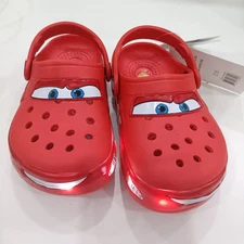 Kid’s LIGHT-UP Lightning McQueen Crocs boys girls Shoe Clog Disney C8-J3 Size **