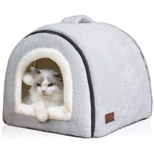 OMIVIER Cat Bed for Indoor Cats  Foldable cat M: 15.7" 15.7" 14.1" , Grey