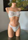 NWT La Perla Studio Ivory Lace Bra / Thong Set, sz 34B / S