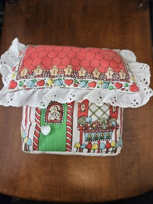 Vintage Christmas Hand Made Gingerbread House Tissue Box Holder 80s