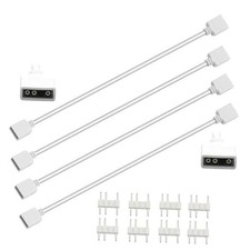 4 Pack 3Pin RGB Extension Cables with 8 Male Pins, 5V 3-Pin 1-to-1 White
