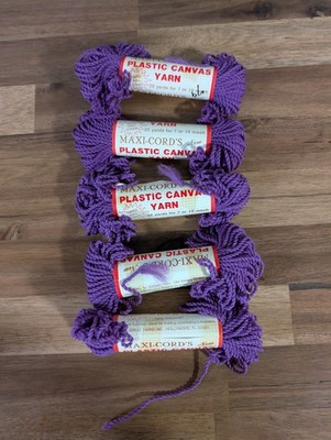 Vintage Maxi Cord Plastic Canvas Yarn 25 Yards Olefin Fiber Purple Color