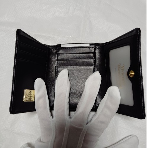 Vivienne Westwood Black Ostrich Leather Wallet Bi-fold with Box Used - Picture 5 of 8