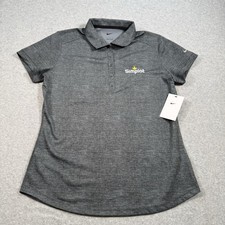 Nike Dri-FIT Golf Crosshatch SS Polo Shirt Womens L Gray Simplot Logo NWT