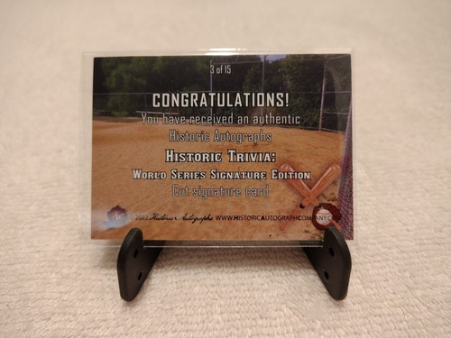2022 Historic Autographs ~ JOHNNY HOPP 3/15 ~ Cut Auto ~ World Series Autograph - Picture 10 of 11