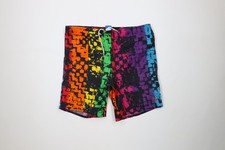 Vtg 90s Ocean Pacific OP Mens Medium Distressed Rainbow Lined Surf Shorts USA