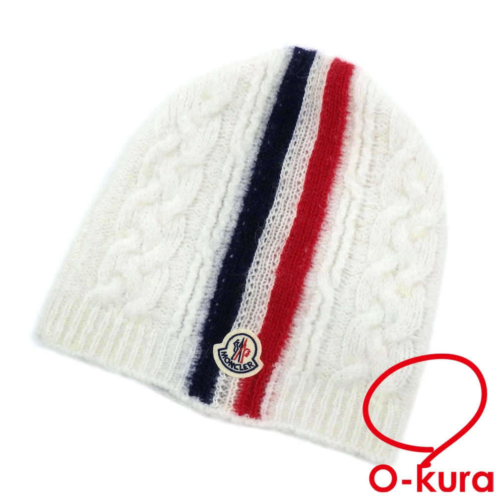 MONCLER Knit Cap Beanie Women's Alpaca Other White Navy Red Tricolor G20913B0000