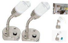 RV Reading Lights with USB 12V LED Bedside Book Lamps for A. Nickel, pack 2