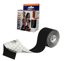 Sports Tex "Kinesiology Tape", 5cm X 5 Meters, [BLACK] Single Roll