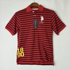 U.S. Polo Assn. Boys SS Stripe Polo Shirt Red Blue Large 10-12 NWT Preppy Pony