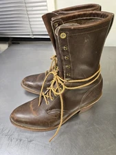 VTG JUSTIN X CHIPPEWA LOGGER PACKER BOOTS SZ 11 D BROWN LEATHER