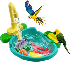 Pet Bath Tub for Bird Parrot,Parrot Automatic Bathtub with Faucet Bird Shower Ba