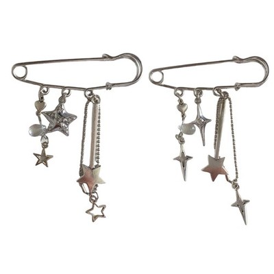 Unique Pin Star Chain Keychain Hangings Decoration Fashion Keyring Ornament