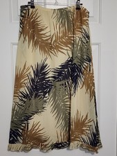 Uniform John Paul Richard Ladies Tropical Print Elastic Waist Midi Skirt M