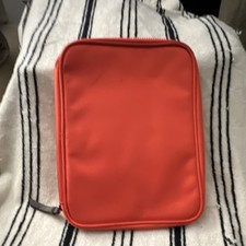 Red Synthetic Makeup Bag with Zipper, Multiple Compartments, Travel Organizer