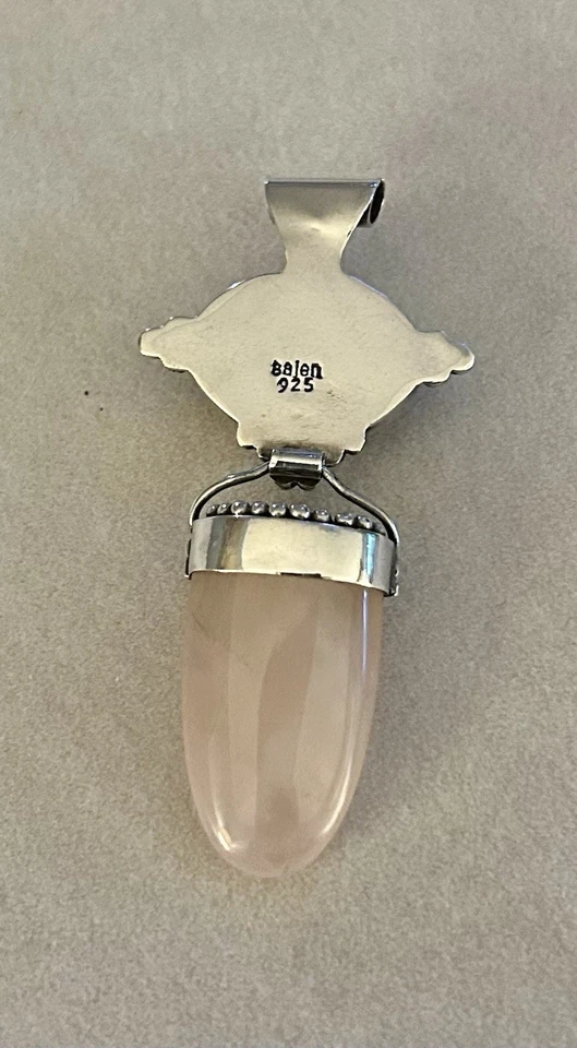 COLGANTE COLGANTE SAJEN PLATA ESTERLINA JASPE Y CUARZO ROSA FIRMADO POR EL DISEÑADOR Foto 3 de 3