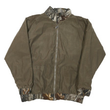 Mens Brown Reversible Synthetic Zip Jacket XL Plain Outerwear