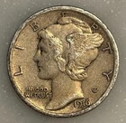 1916-P Mercury Dime - XF - Extremely Fine - 90% Silver