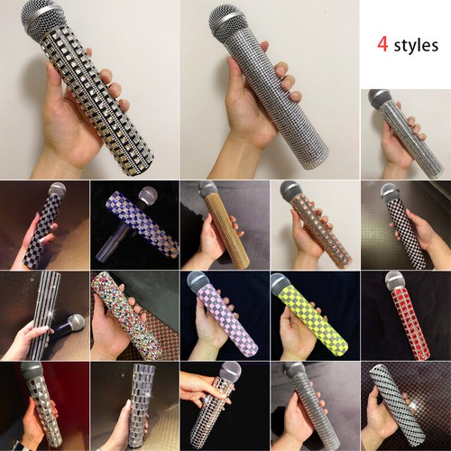 Rhinestone Microphone Handle Cover Sleeve Protector Prop Accessories Sparkly - Picture 2 of 38