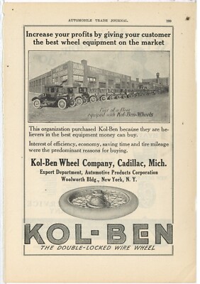 1920 Kol Ben Wheel Co. of Cadillac Michigan Ad: United Fuel & Supply car Fleet