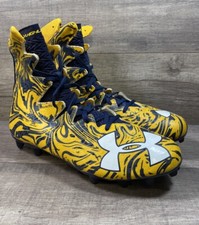 Under Armour Football Cleats Highlight Lux 1297953-417 Gold Blue Mens Size 10