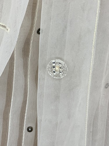 1950S BLUSA BLANCA TRANSPARENTE NYLON DIAMANTES DE IMITACIÓN Y VOLANTES Talla 10-12 BUSTO 36 MUJER M - Imagen 4 de 4