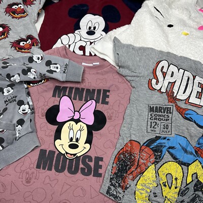 6 Lot Kids DISNEY CHARACTERS Clothes TODDLERS Mix SIZES Hello Kitty Mickey Mouse